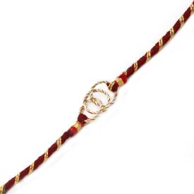 Three Linked Gold, Silver, Copper Twisted Circle Rakhi