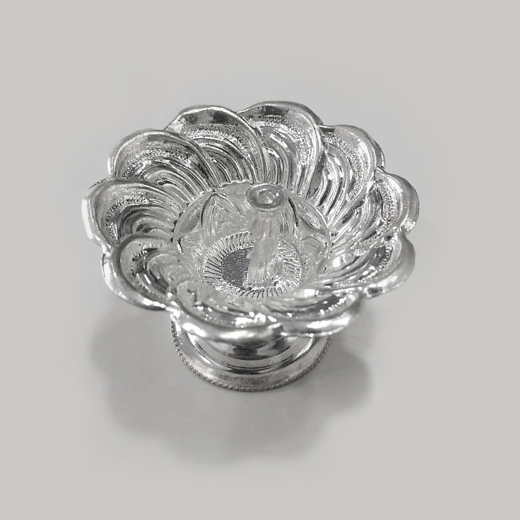 Fancy Silver Flower Diya 