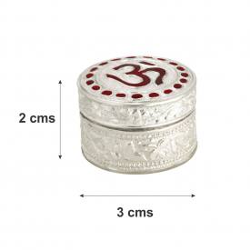 Om Meenakari Silver Kumkum Box