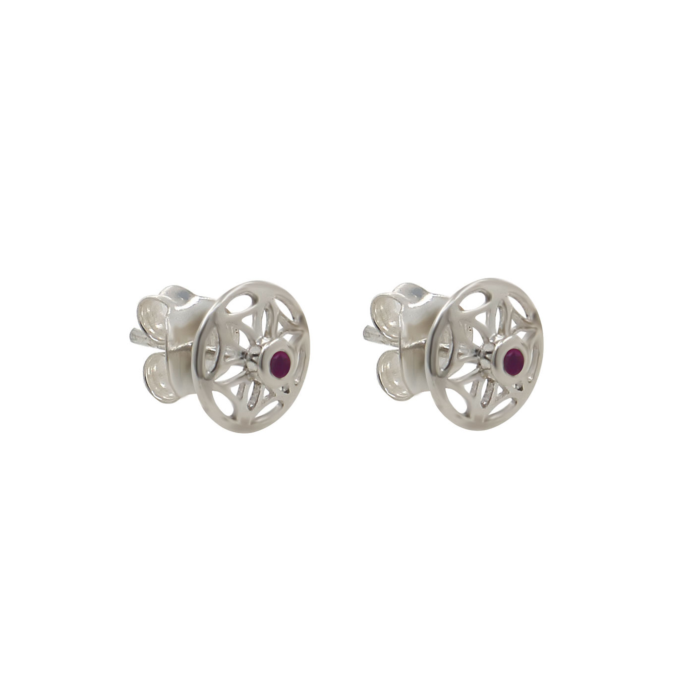 Flower Of Life Ruby Stud Earring