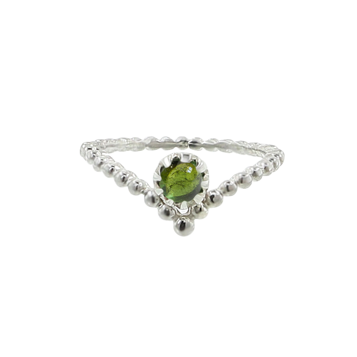 Beaded Green Tourmaline Ring